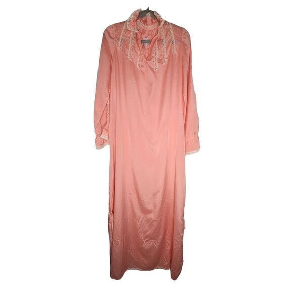 Women's Vintage Eve Stillman Lord & Taylor Peach Pink Lace Nightgown - Picture 2 of 9